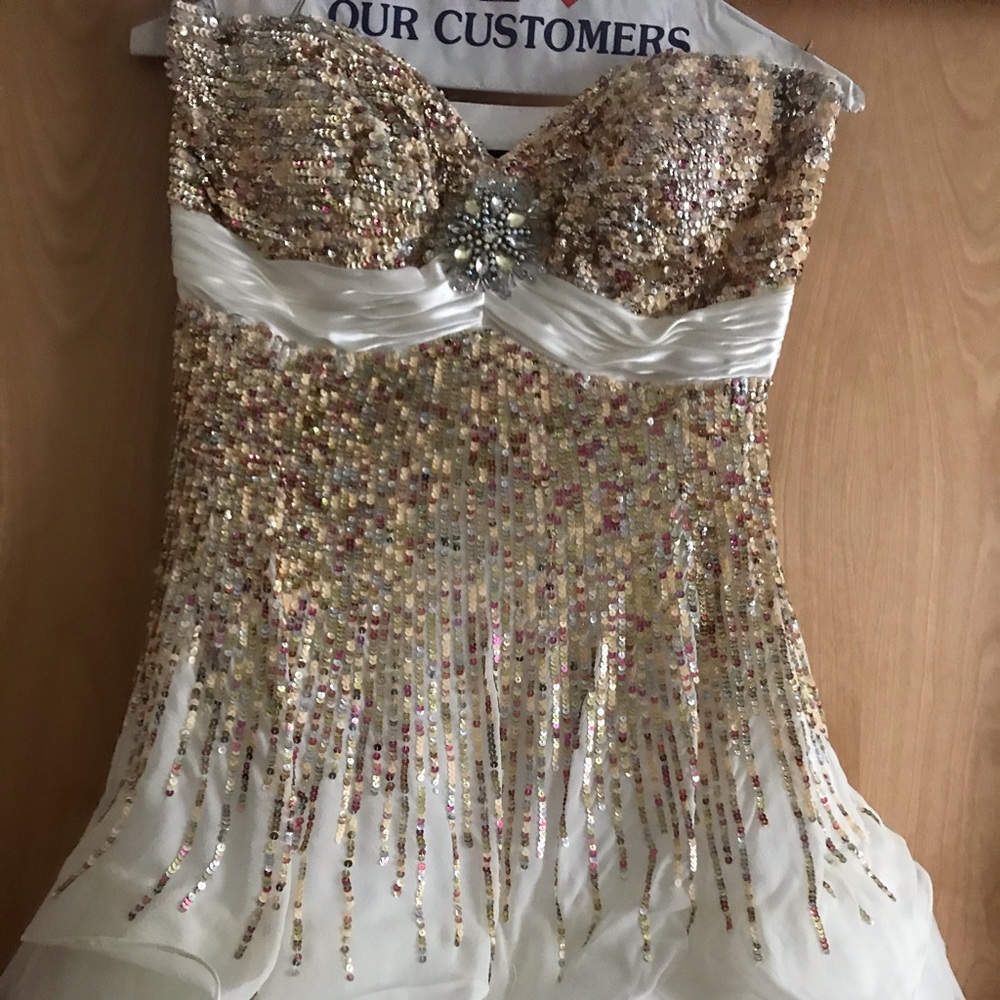 Sequins and beads couture mini dress